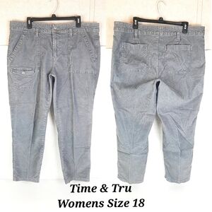 🔥Time and Tru Eomens Plus Size 18 Gray Corduroy Pants c11
